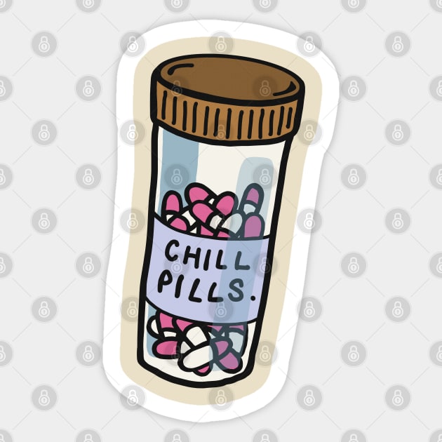 Chill Pills / Funny Illustration Design Sticker by DankFutura